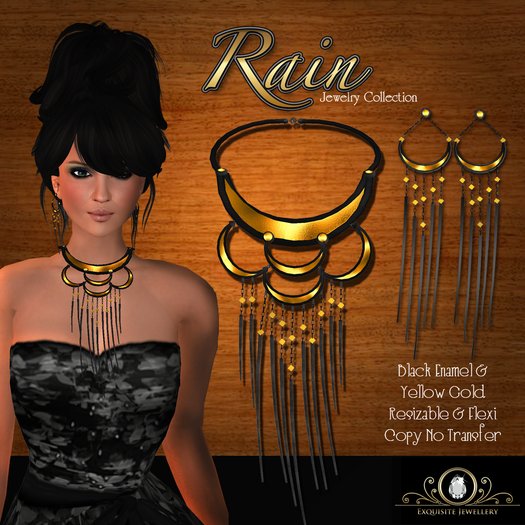Exquisite Rain Black & Gold Jewelry Set Gift Box