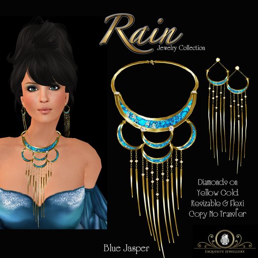 Exquisite Rain Blue Jasper Jewelry Set Gift Box