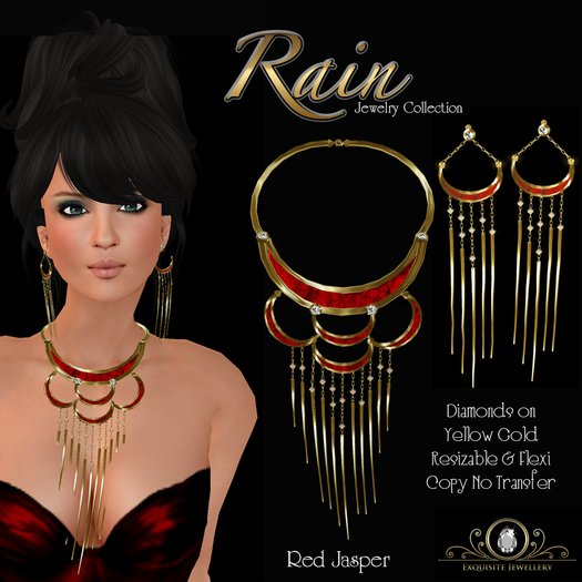 Exquisite Rain Red Jasper Jewelry Set Gift Box