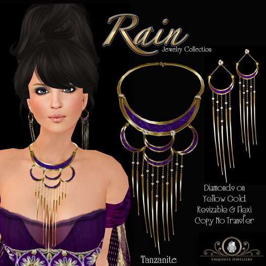 Exquisite Rain Tanzanite Jewelry Set Gift Box