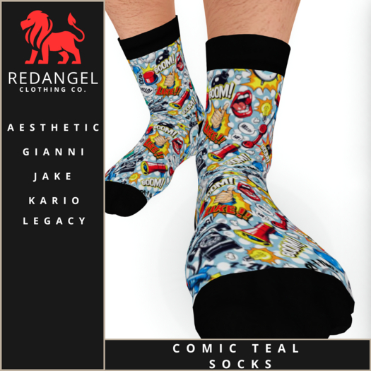 Teal Comic Socks
