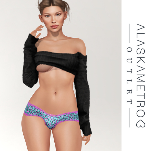 a<3 Outlet "Knickers" SLUV bakes-on-mesh underwear - 02 neon leopard print hipster panties