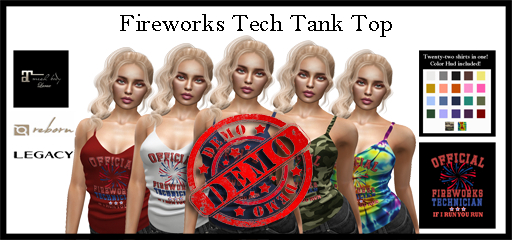DEMOS - Womens Fireworks Tech Tank Top