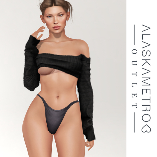 a<3 Outlet "Knickers" SLUV bakes-on-mesh underwear - 13 black high cut thong