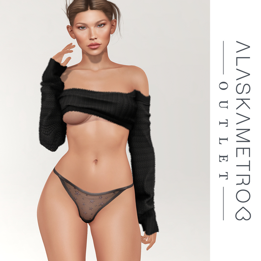 a<3 Outlet "Knickers" SLUV bakes-on-mesh underwear - 17 black glitter star panties