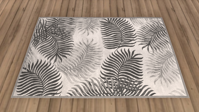 Gray & Black Leaf Rug