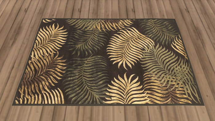 Green & Gold Leaf Rug
