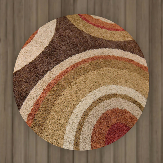 Brown & Orange Circles Round Rug
