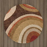 Brown & Orange Circles Round Rug