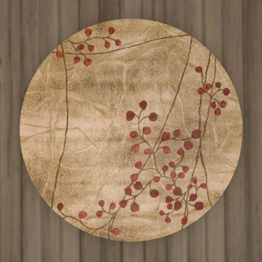 Brown & Red Leafs Round Rug