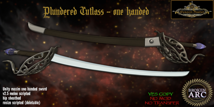 Plundered Cutlass - 1h Sword (Unity Maxim v2.5 boxed)