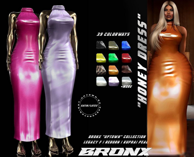 BRONX. "HONEY DRESS" - NAVY [SATIN]
