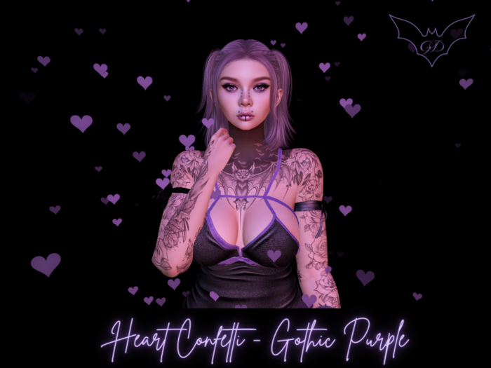 !GD Heart Confetti - Gothic Purple