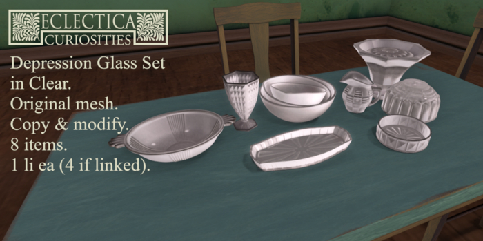 Eclectica-Depression Glass Set-clear