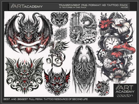 Second Life Marketplace - @PAA - Tattoo Texture Pack 1021