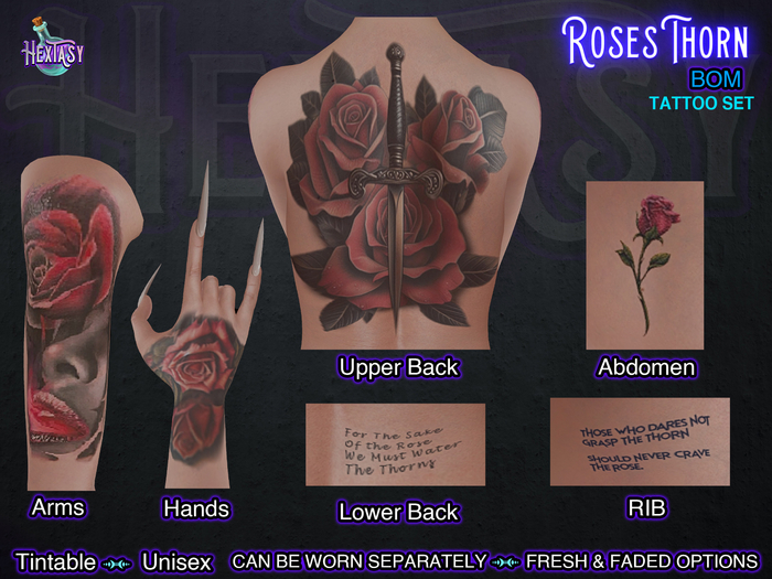 HEXTASY ~ ROSES THORN TATTOO SET