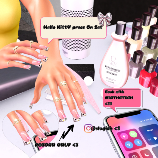 DF<3 HELLO KITTY PRESS ONS -REBORN