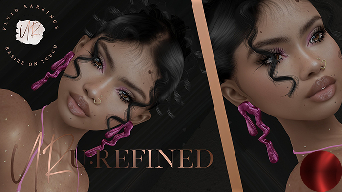 {U:Refined} Fluid Drop Earrings [Red]
