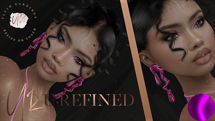 {U:Refined} Fluid Drop Earrings [Purple]