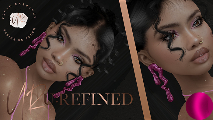 {U:Refined} Fluid Drop Earrings [Pink]