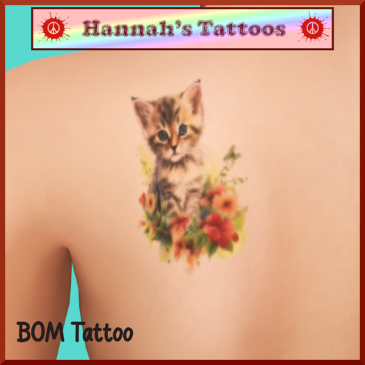 Kitten Flowers Back Shoulder
