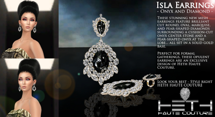 HHC - Isla Earrings - Onyx & Diamond (Boxed)