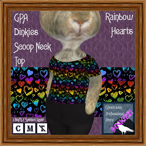 GPA Dinkies Scoop Neck Top BOM - Rainbow Hearts Print