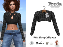 "Freda" Shila Shrug Cable Knit Black, Little Knitted Bolero Jacket wide enough to be worn with tight tops and dresses