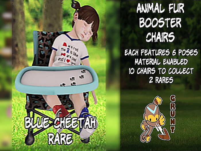 [GRUNT] - Blue Cheetah Booster Chair RARE