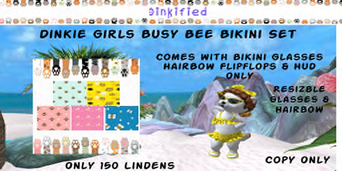 150Dinkified Dinkie Girls Busy Bee Bikini Set