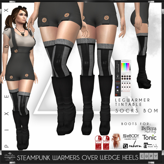 PIXEL BOX - Steampunk Warmers Over Wedge Heels