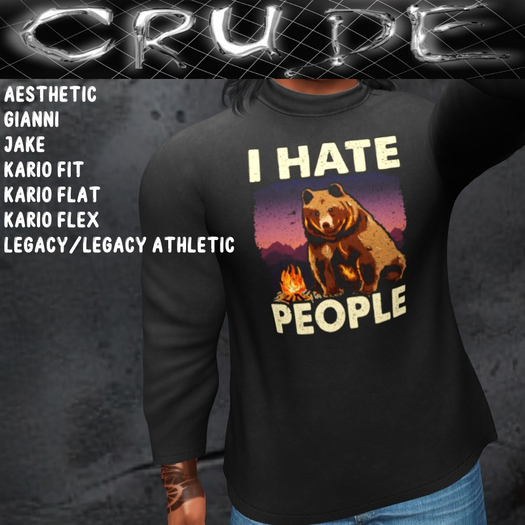 I hate people (bear) Men's Turtle (MTN)  <Wear Me>