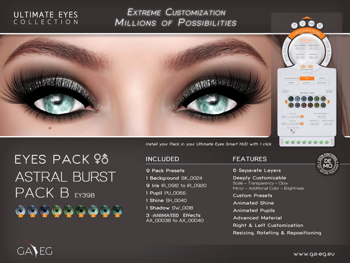 Second Life Marketplace - [GA.EG] Ultimate Eyes Pack - EY39B Astral ...