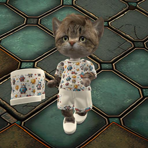 DINKIES WHITE ROBOT SHORTS AND T SET