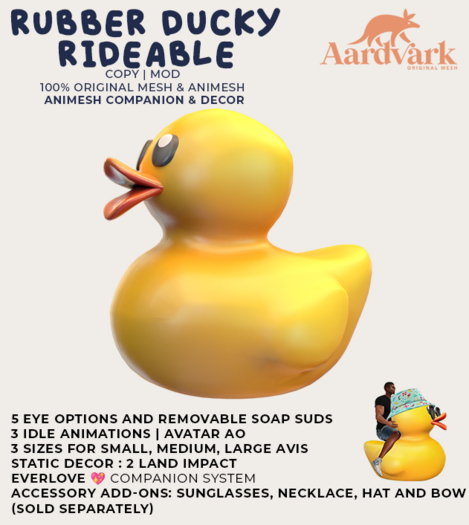 Aardvark : Rubber Ducky  -  Yellow 