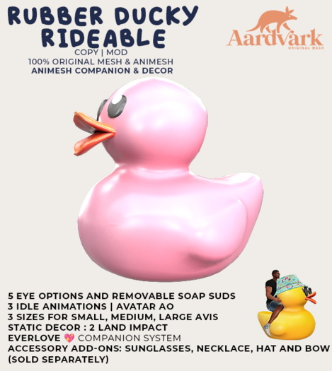 Aardvark : Rubber Ducky  -  Pink  