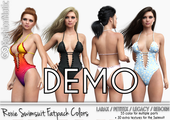 Demo Swimsuit Roxie Fatpack Colors - LaraX, PetiteX, Legacy, Reborn - FashionNatic