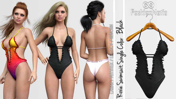 Swimsuit Roxie Black - LaraX, PetiteX, Legacy, Reborn - FashionNatic