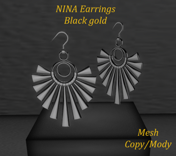 NINA Earrings - Black gold