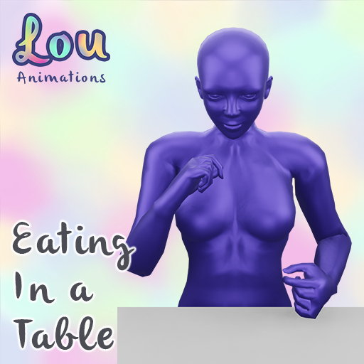 Animation Eating Food MOUTH moves! In A Table Seated FULL PERM Bento (loop)