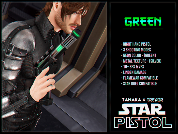 [TANAKA x TREVOR] - STAR PISTOL SILVER - (GREEN) - [RIGHT]