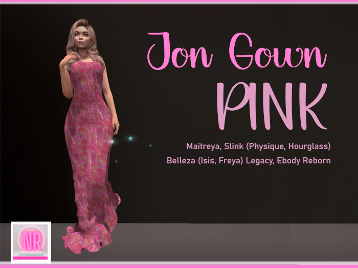 Jon Gown Pink  for Maitreya, Slink Physique, Hourglass, Belleza Isis, Freya, Legacy, Ebody Reborn