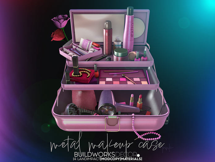 buildworksdecor ~ Metal Makeup Case Pink / Boxed