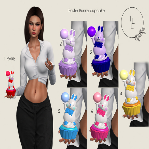 01 Easter Bunny cupcake red wear RARE