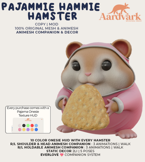 Aardvark : Pajammie Hammie Hamster -  Ginger  