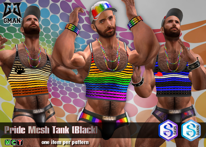 [GMan] PR - Pride Mesh Tank (Black) Signature