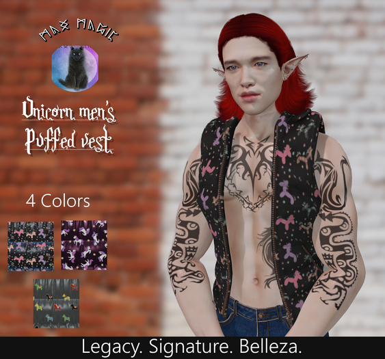 ::MM:: Unicorn men's open puffed vest - 3 Texture (HUD)