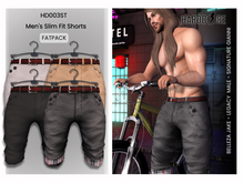 :: HARDCORE :: (HD003ST) Men's Slim Fit Shorts - Fatpack