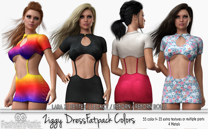 Dress Ziggy Fatpack Colors - LaraX, PetiteX, Legacy, Reborn, Rolls - FashionNatic