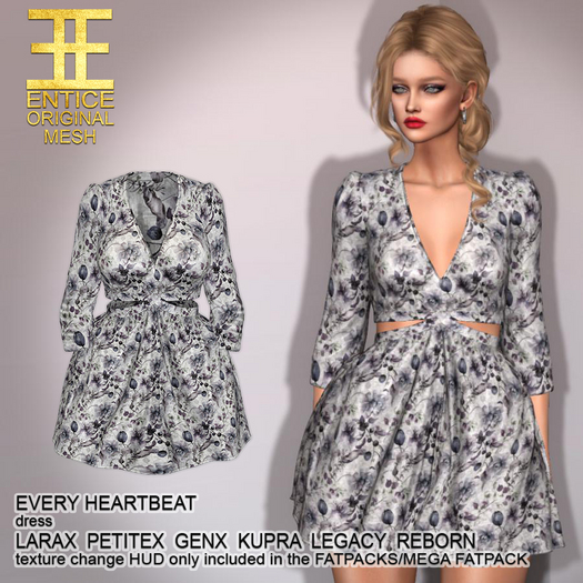 Entice - Every Heartbeat Dress - Floral - Indigo